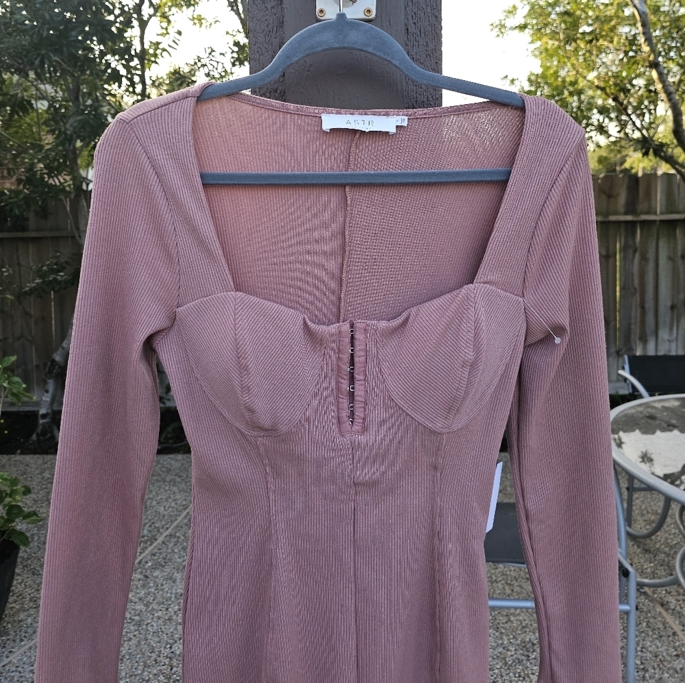 Nwt ASTR the label nude blush  Ribbed bra corset dress L - Picture 2 of 14